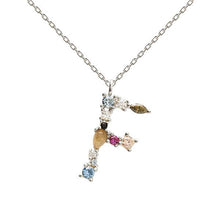 Load image into Gallery viewer, Letter F silver necklace