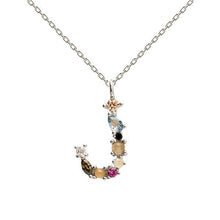Load image into Gallery viewer, Letter J silver necklace