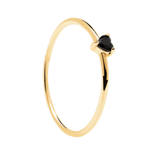 Load image into Gallery viewer, Black Heart Ring Gold
