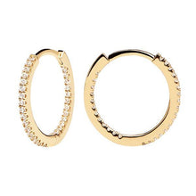 Load image into Gallery viewer, White Medium Hoops Gold
