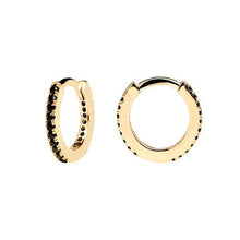 Load image into Gallery viewer, Black Mini Hoops Gold
