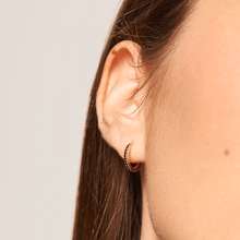 Load image into Gallery viewer, Black Mini Hoops Gold
