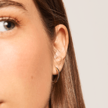 Load image into Gallery viewer, Black Medium Hoops Gold
