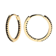 Load image into Gallery viewer, Black Medium Hoops Gold
