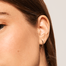Load image into Gallery viewer, Black Medium Hoops Gold
