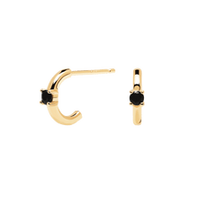 Load image into Gallery viewer, Black Solitary Earrings Gold
