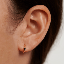 Load image into Gallery viewer, Black Solitary Earrings Gold
