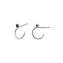 Load image into Gallery viewer, Black Kita Silver Earrings
