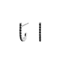 Load image into Gallery viewer, Black Bird Silver Earrings
