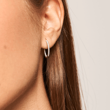 Load image into Gallery viewer, White Medium Hoops Silver

