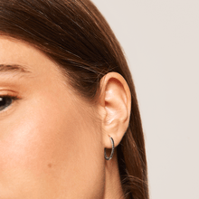 Load image into Gallery viewer, Black Medium Hoops Silver
