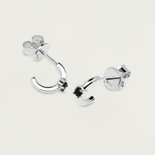 Load image into Gallery viewer, Black Solitary Earrings Silver
