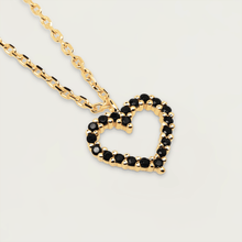 Load image into Gallery viewer, Black Heart Necklace Gold
