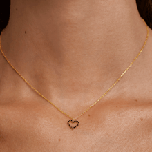 Load image into Gallery viewer, Black Heart Necklace Gold
